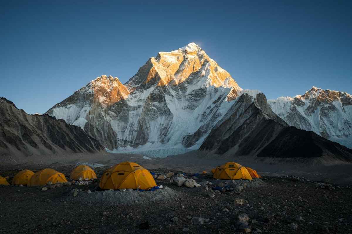 Un accampamento su di una montagna di 8mila metri